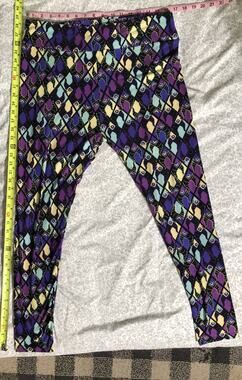 LuLaRoe Disney Villains Leggings TC2 Plus Size Maleficent Stained Glass Purple